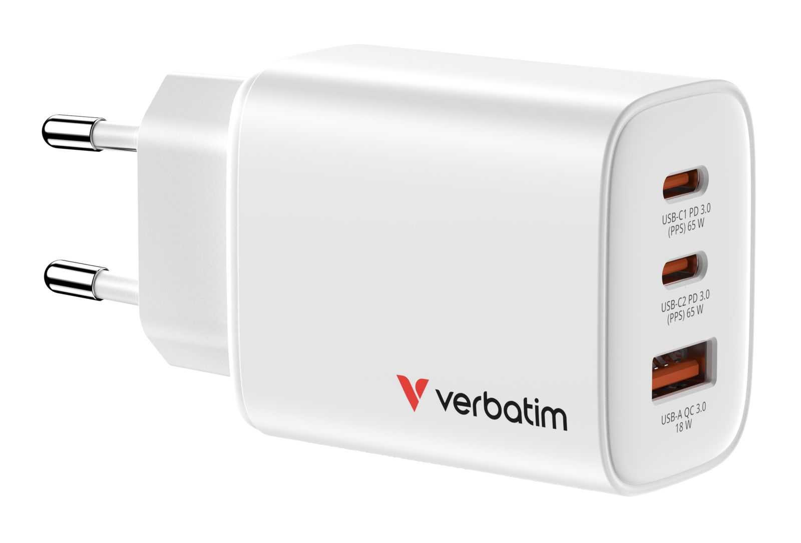 VERBATIM ESSENTIALS GAN CHARGER 65W EU PLUG WHITE