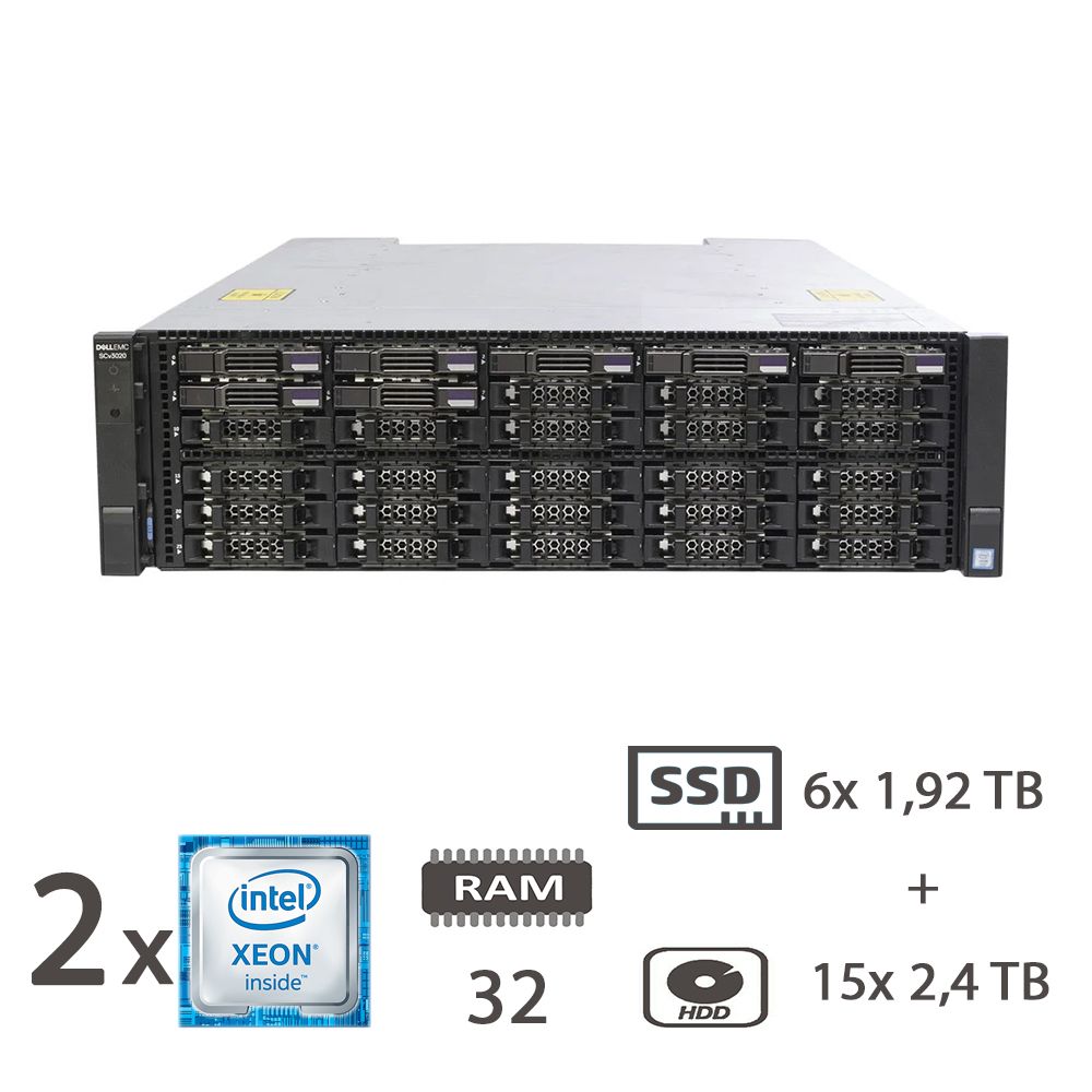 STORAGE DELL SCV3020 6XSSDSAS1,92TB+15XHDDSAS2,4TB