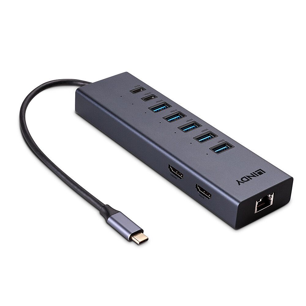 Mini Docking Station USB C, 2x HDMI 4K RJ45