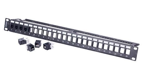 PATCH-PANEL VUOTO 24 P.KEYSTONE CON SUPPORTO CAVI
