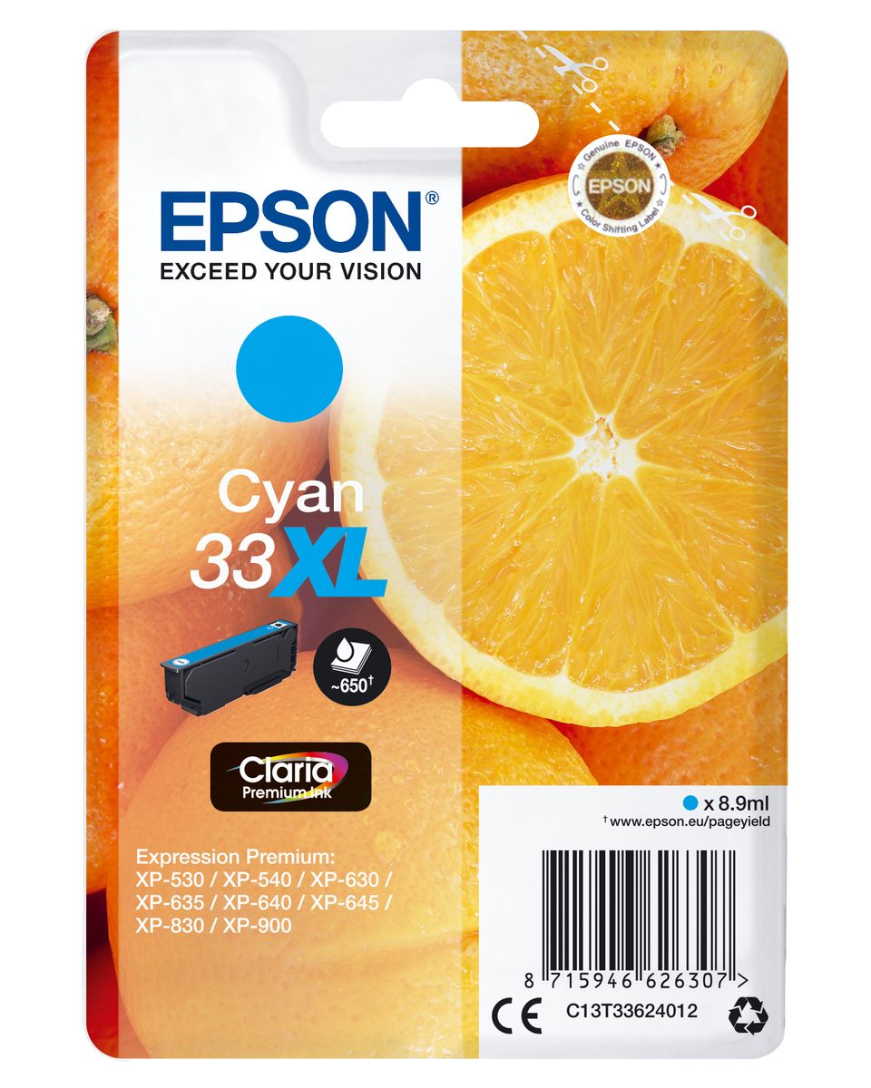 33XL ORANGES CLARIA PREMIUM SINGLE CYAN INK