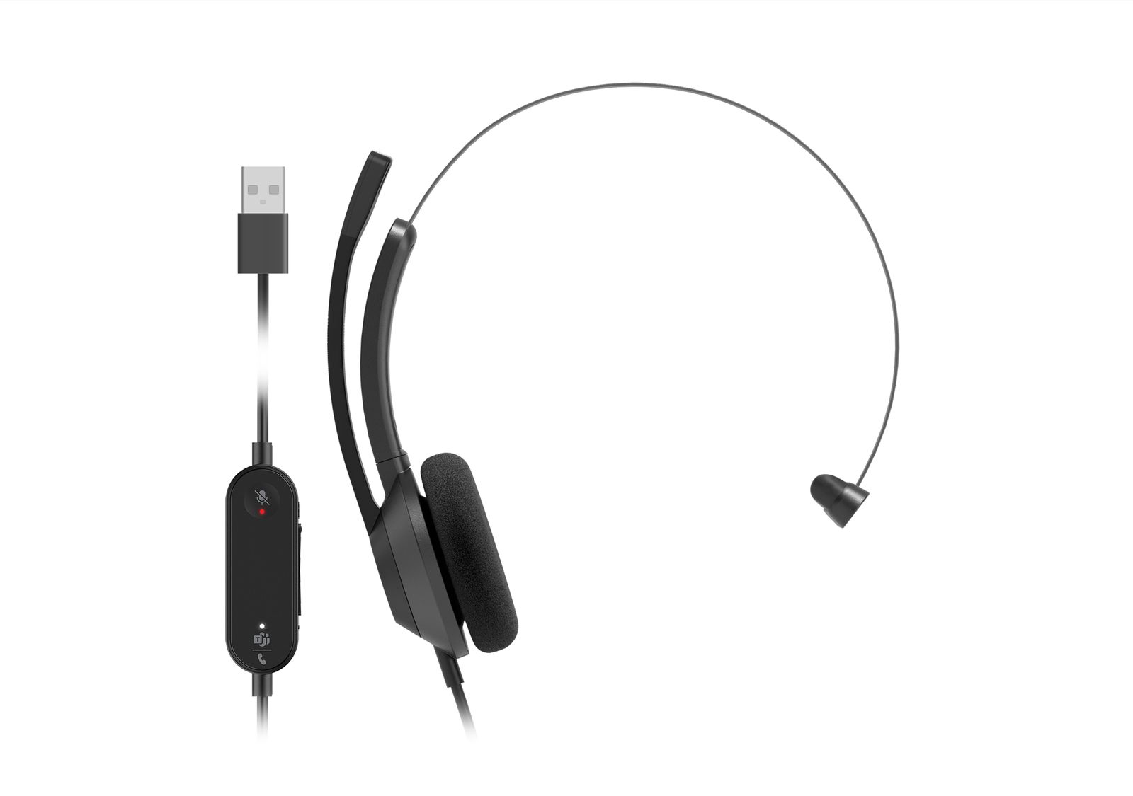 HEADSET 321 WIRED SINGLE CARBON BLACK USB-A TEAMS