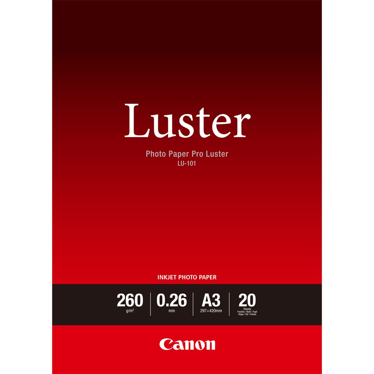 LU-101 A3. PHOTO PAPER LUSTER.FORMATO A3, 20 FOGL