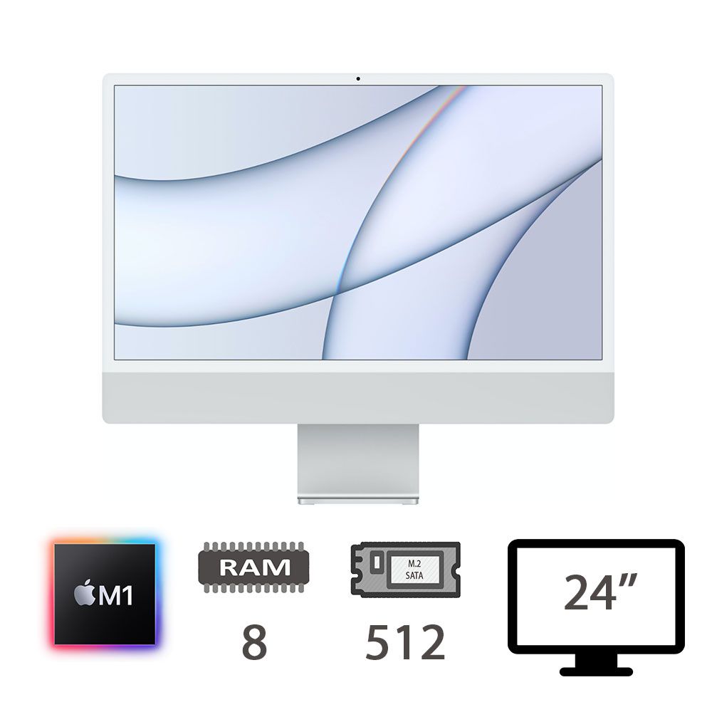 IMAC 24 4,5K (2021)M1-8C/8/512/8C GPU/SLV/2Y