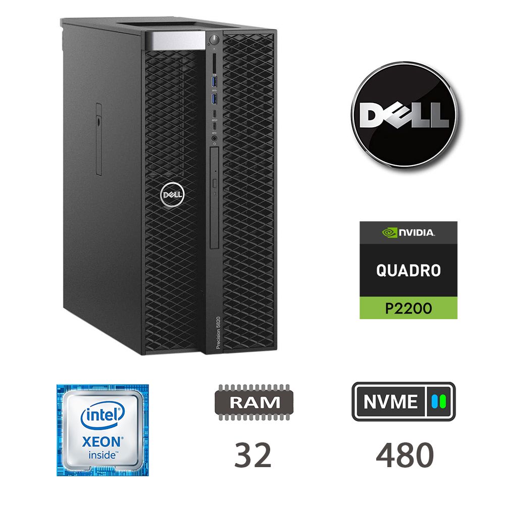DELL T5820 XEON W2133/32/NVME480/P2200/W11P/2Y