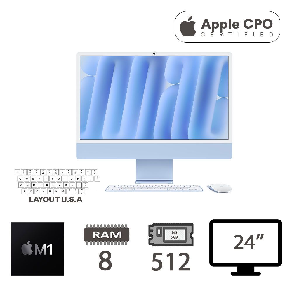 IMAC 24 4,5K (2021)M1-8C/8/512/8C GPU/BLUE/2Y-CTO