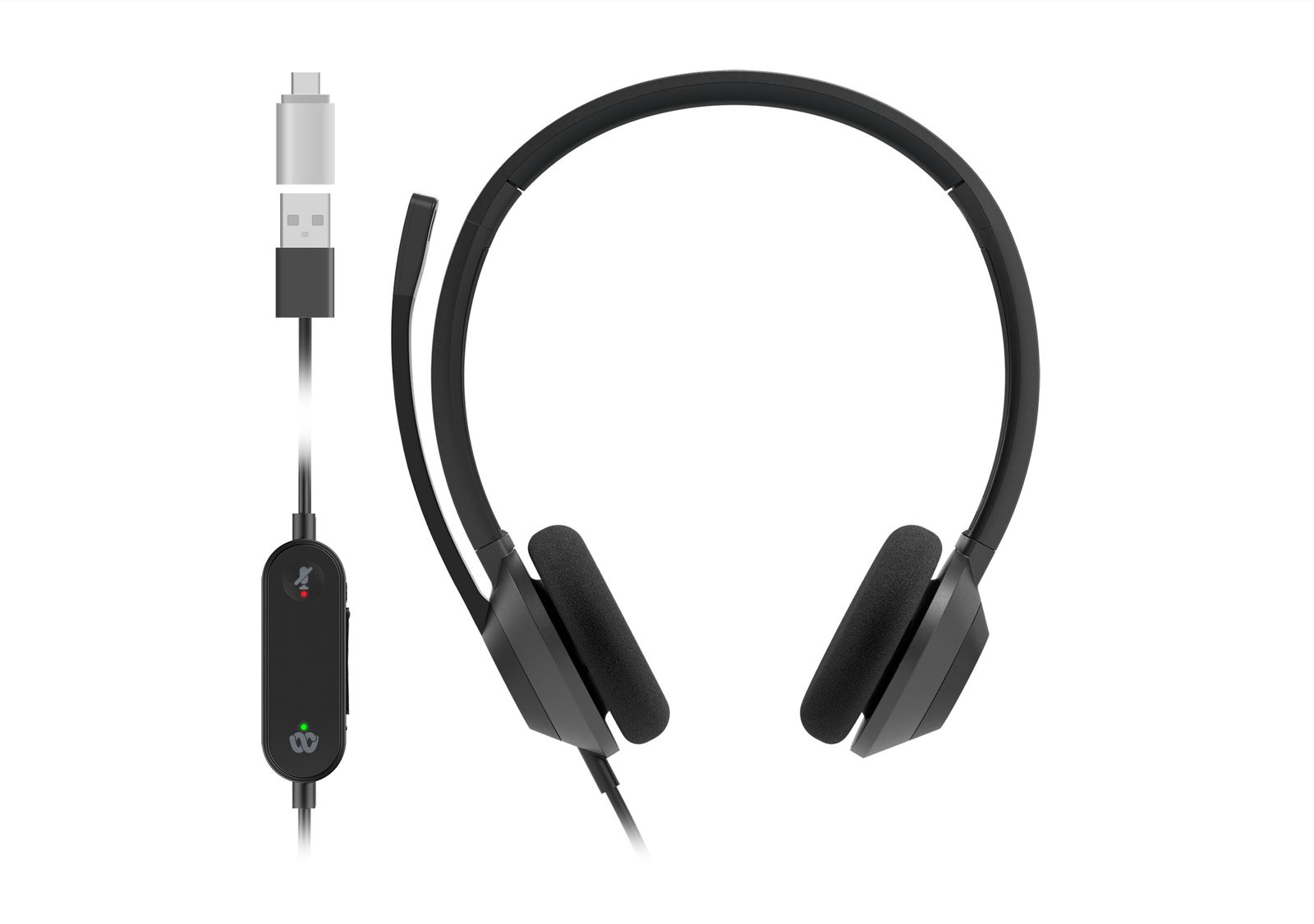 HEADSET 322 WIRED DUAL CARBON BLACK USB-C TEAMS QU