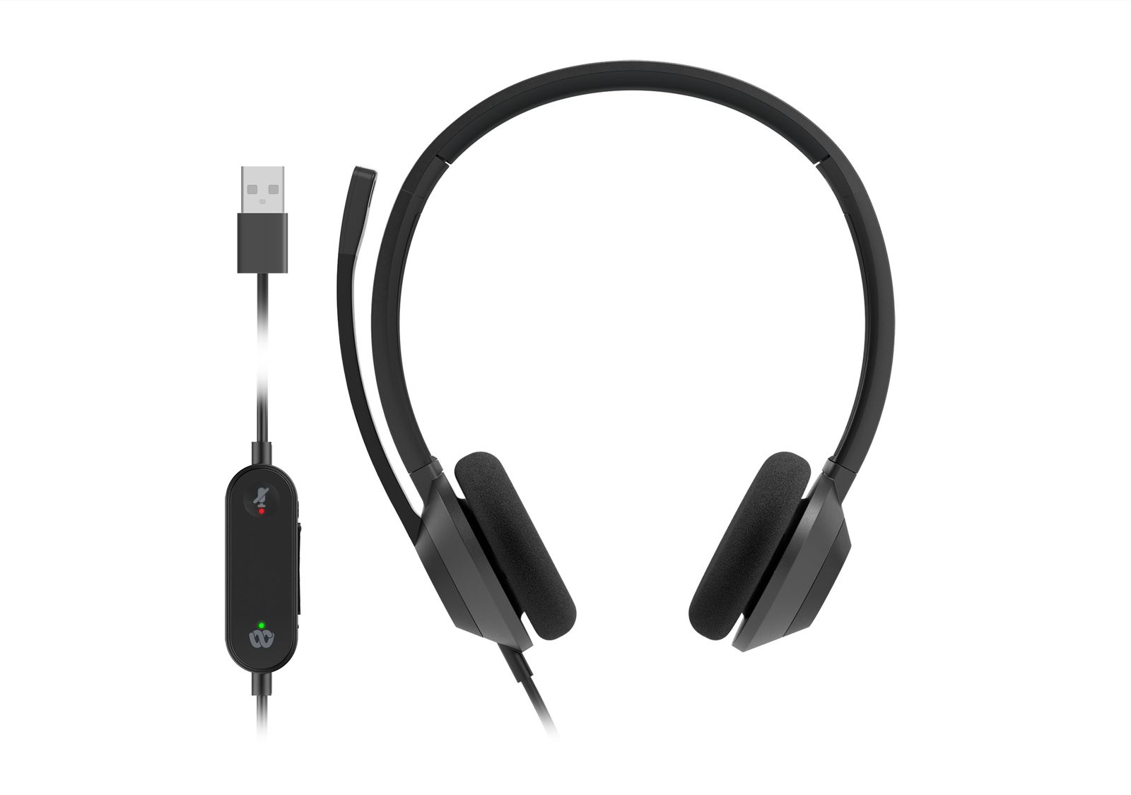 HEADSET 322 WIRED DUAL ON-EAR CARBON BLACK USB-A