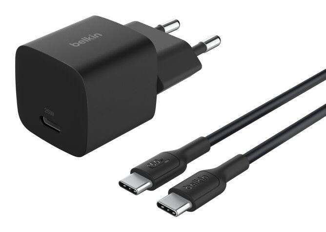 25W USB PD WALL CHARGER BLK W/1M C-C CABLE