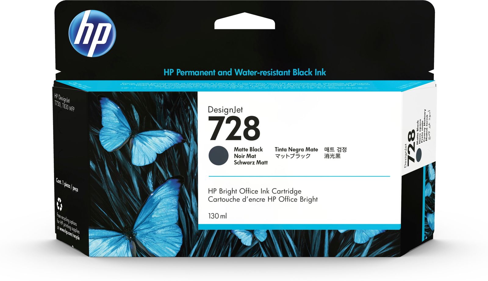 HP 728 130-ML MATTE BLACK DESIGNJET INK CARTRIDGE