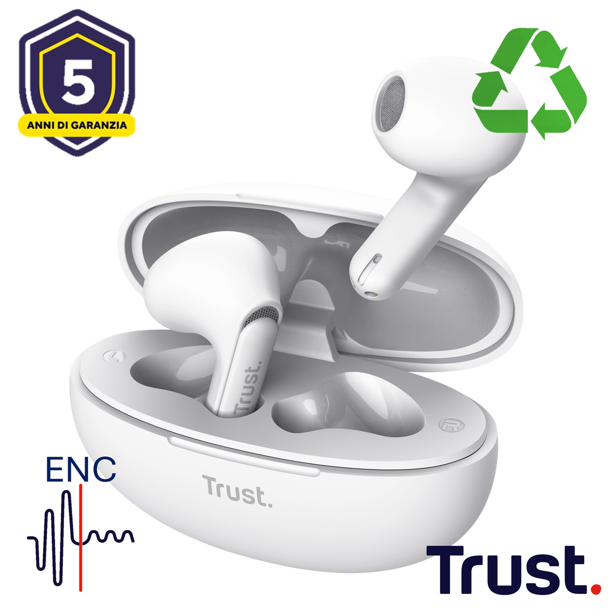 YAVI BT ENC EARPHONES WHITE