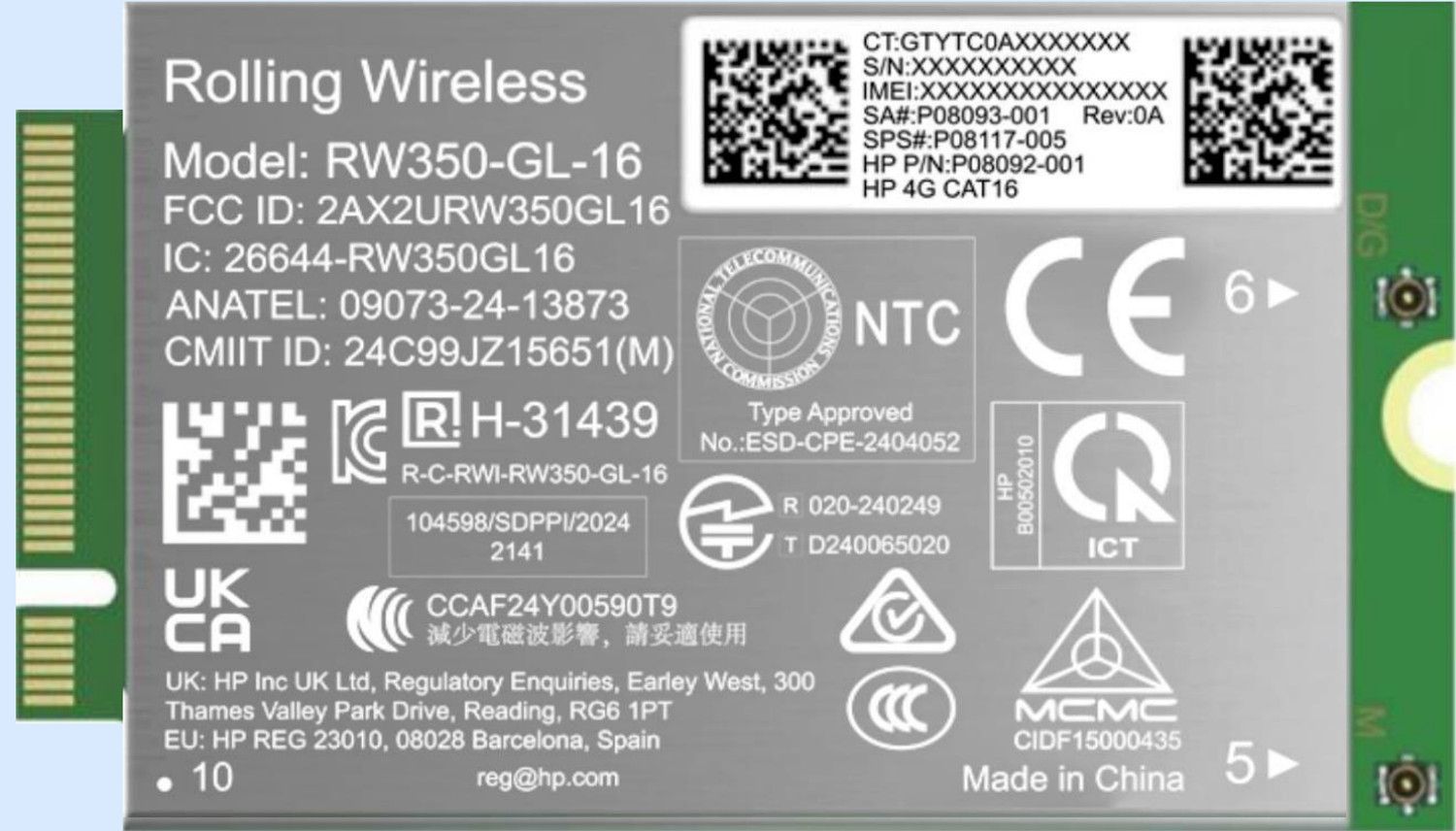 HP 4G LTE-ADVANCED PRO (CAT 16) WWAN