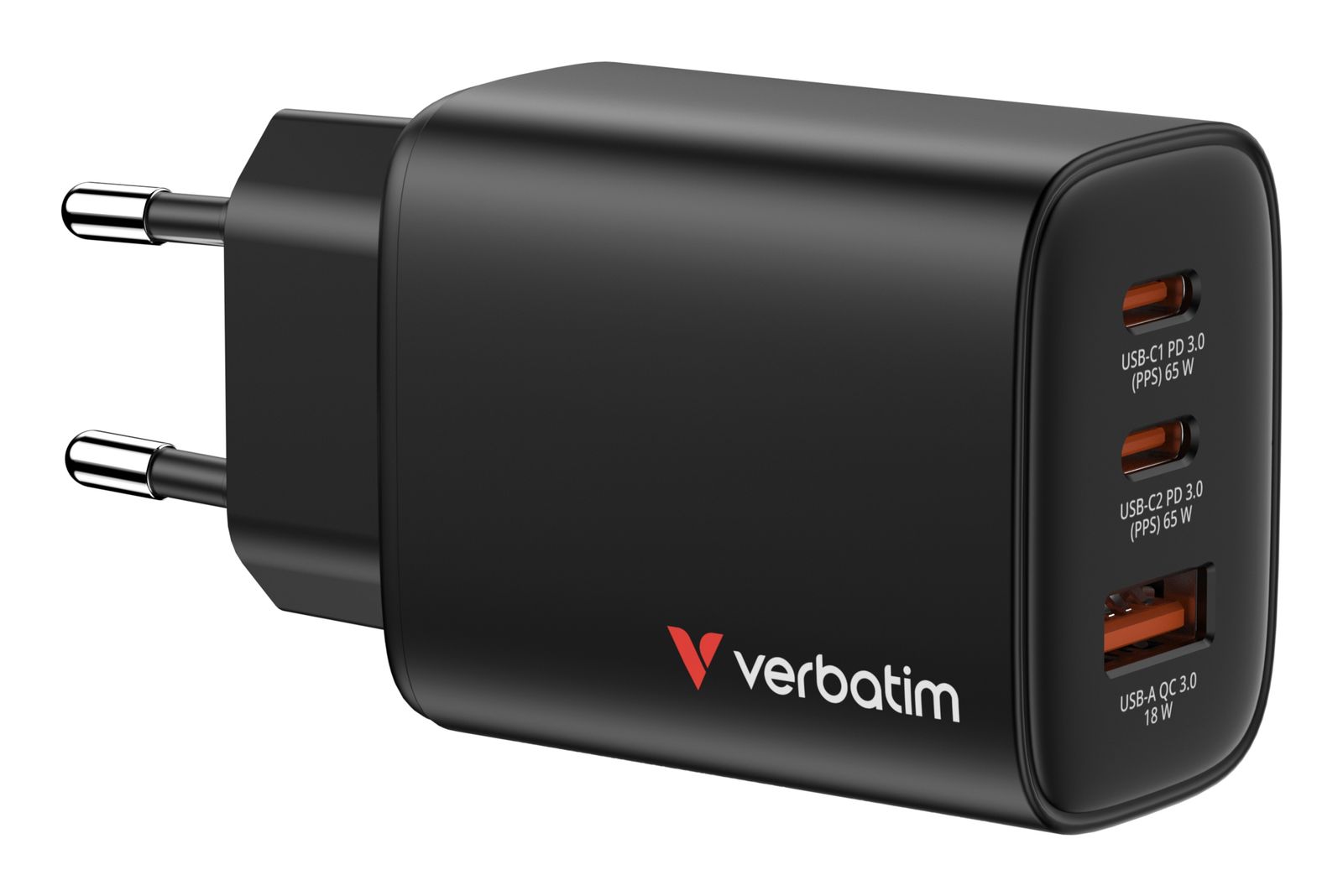 VERBATIM ESSENTIALS GAN CHARGER 65W EU PLUG BLACK
