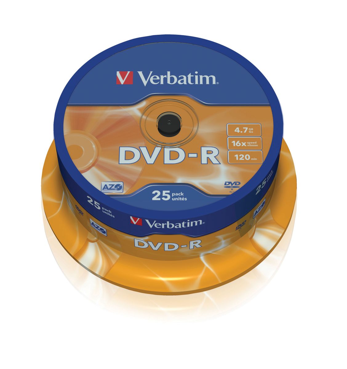 DVD-R AZO 4.7GB 16X MATT SILVER SURFACE (25 PACK)