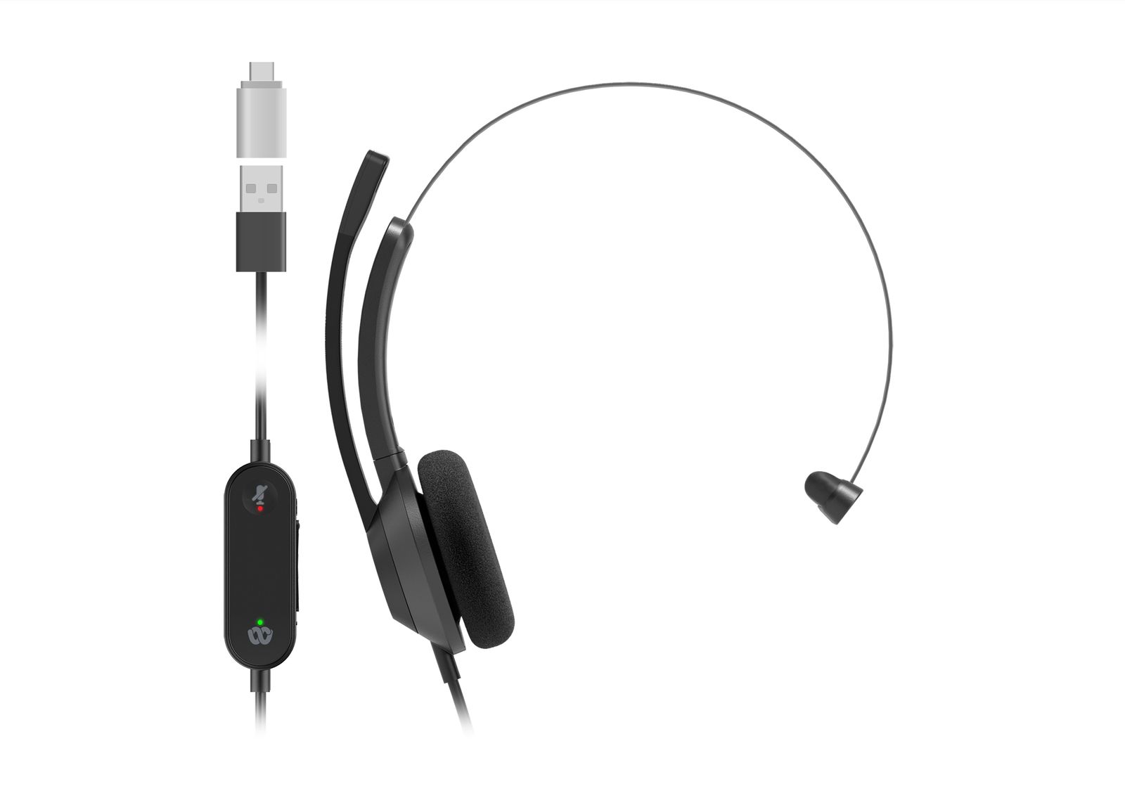 HEADSET 321 WIRED SINGLE ON-EAR CARBON BLACK USB-C