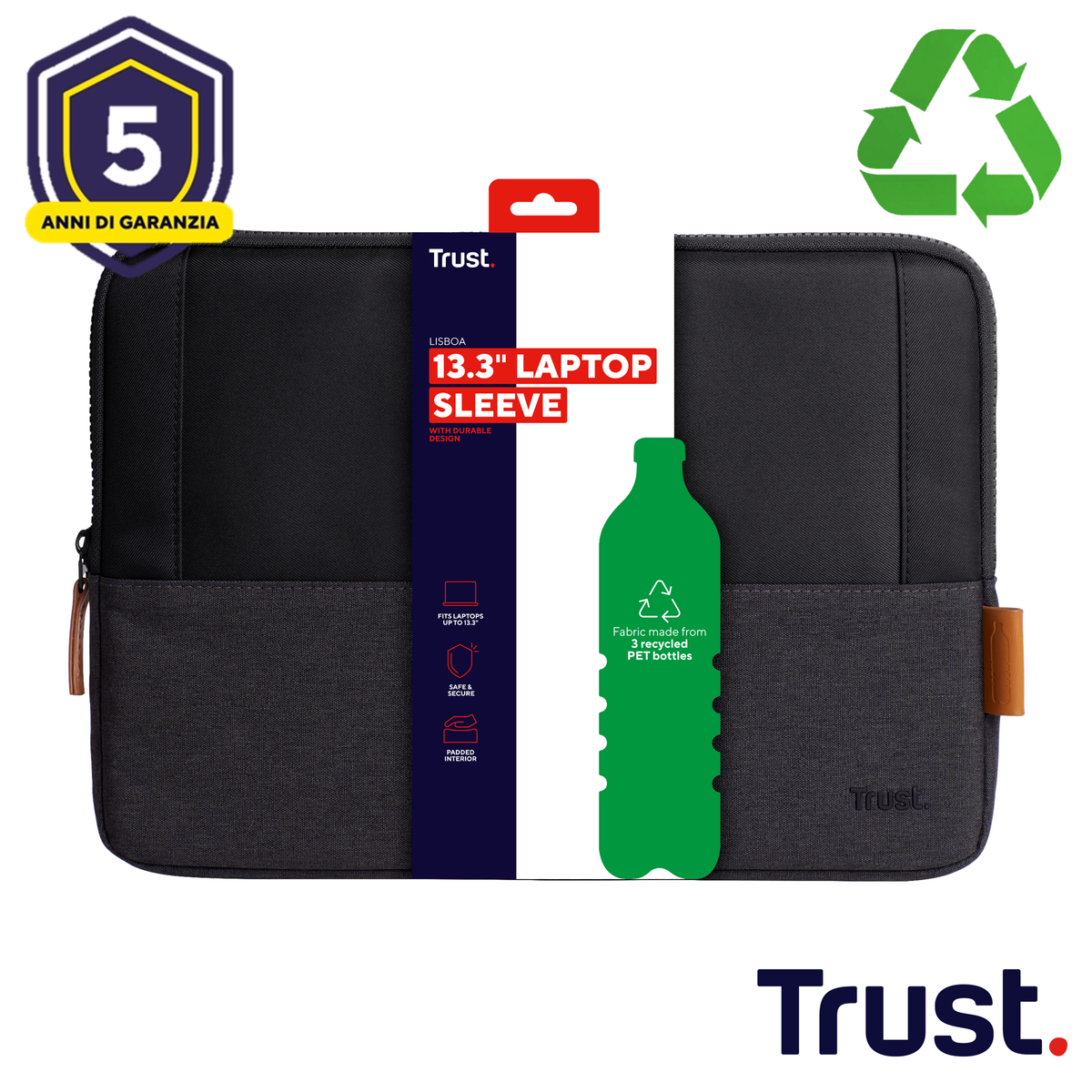 LISBOA 13.3 LAPTOP SLEEVE - BLACK