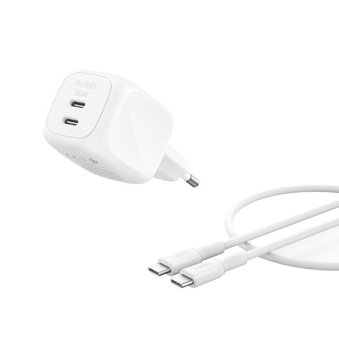 BOOSTCHARGE 50W DUAL USB-C CHARGER W/ -C CABLE