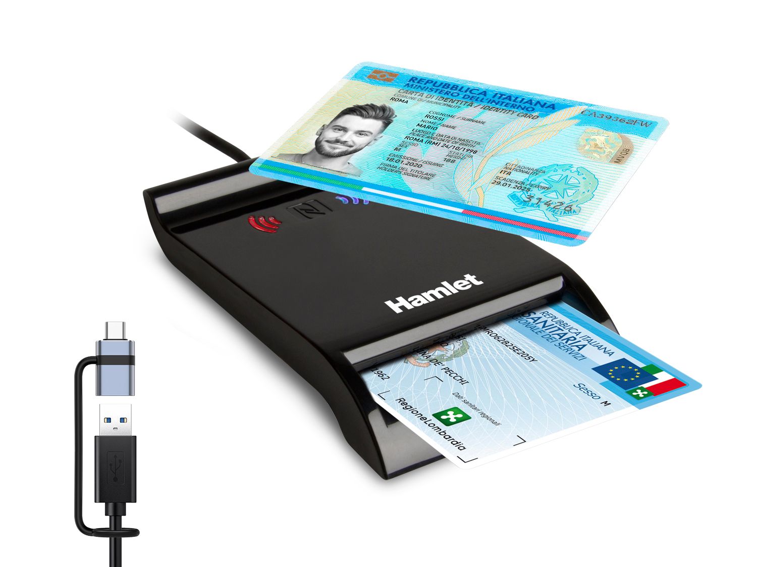 LETTORE USB-A + USB-C DI SMART CARD NFC