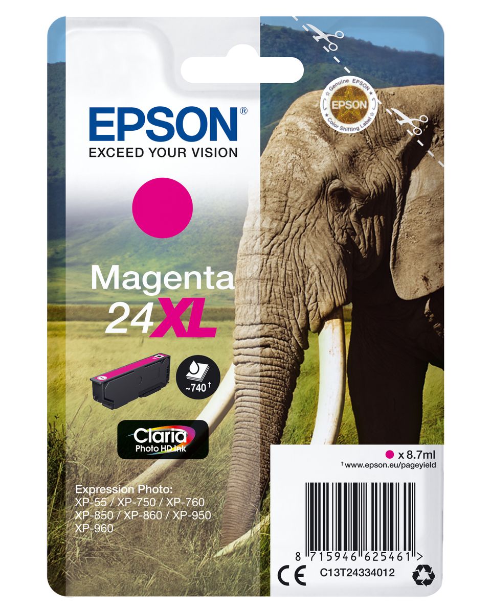 CARTUCCIA 24XL SERIE ELEFANTE MAGENTA 740PAG/8,7ML