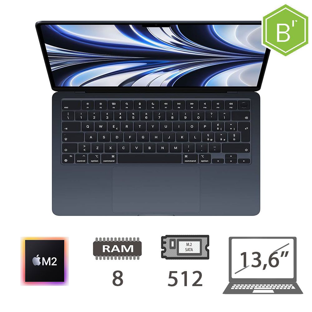 MBA 13,6 (2022)M2-8C CPU/8/512/8C GPU/MDN/2Y - B