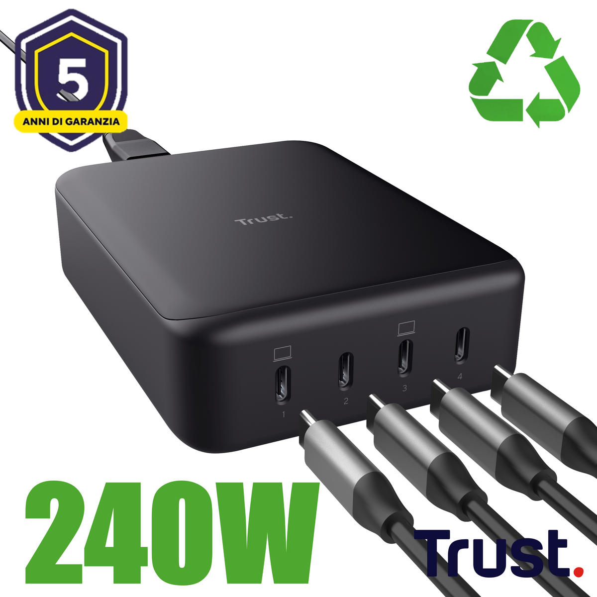 MAXO 240W 4-PORT USB-C DESK CHARGER