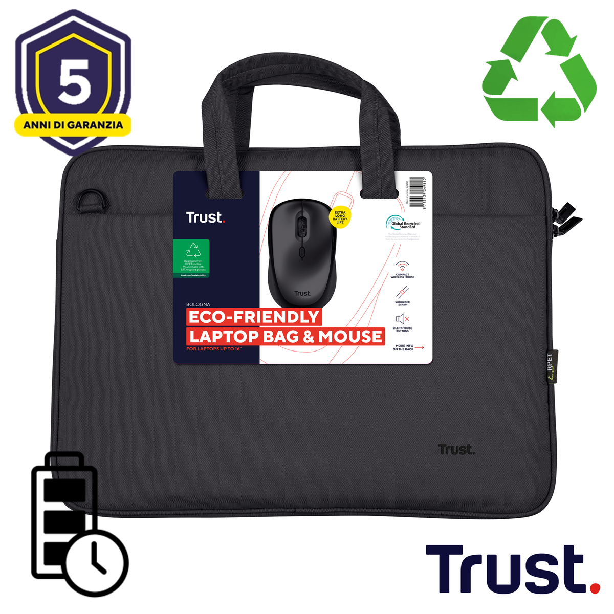 BOLOGNA BAG AND MOUSE SET BLACK