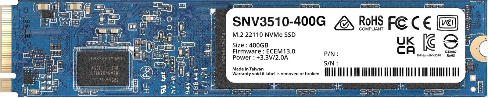 SYNOLOGY SNV3510 SSD M.2 22110 NVME PCIE 3.0 400GB