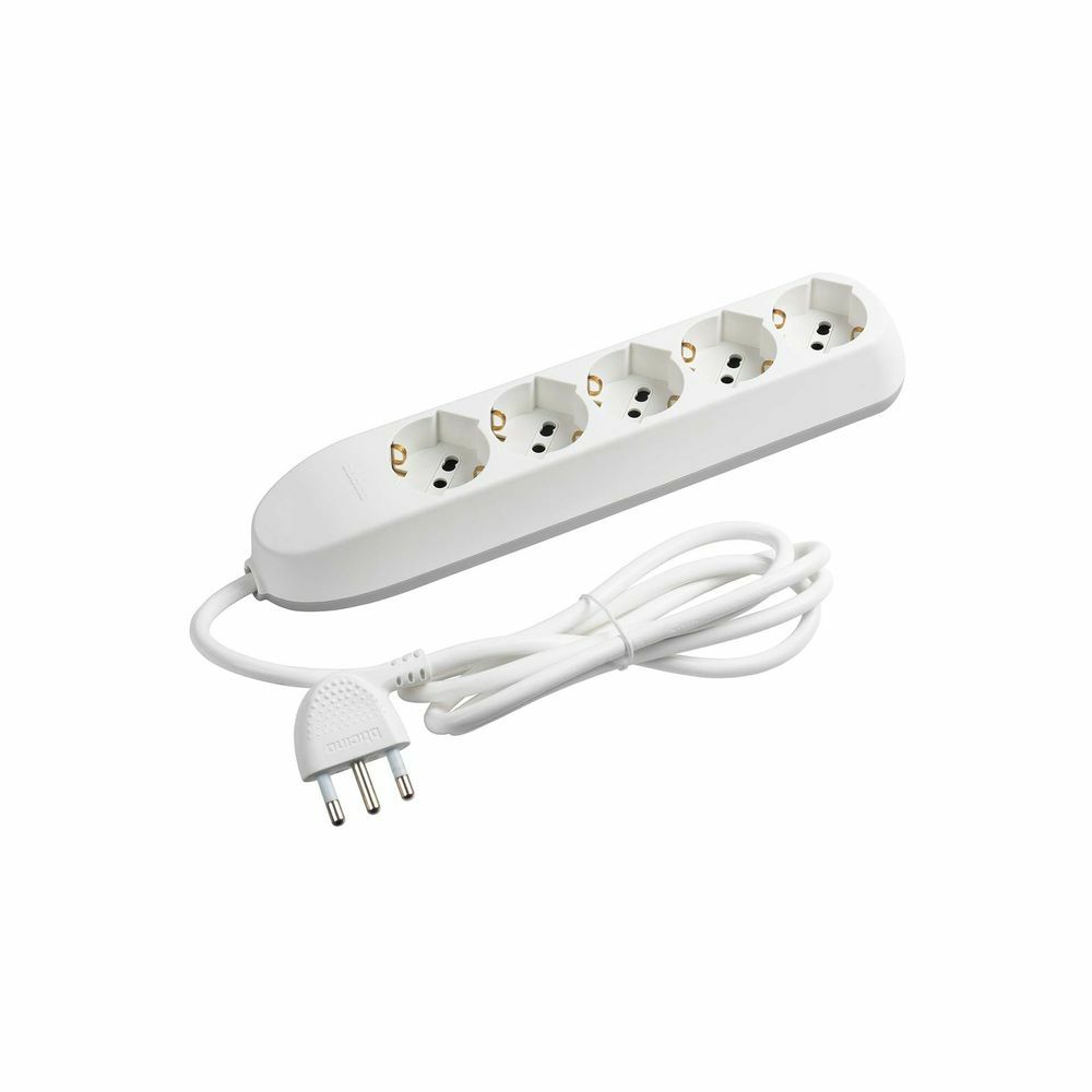MULTIPRESA 5 SCHUKO/BIPASSO BIANCO
