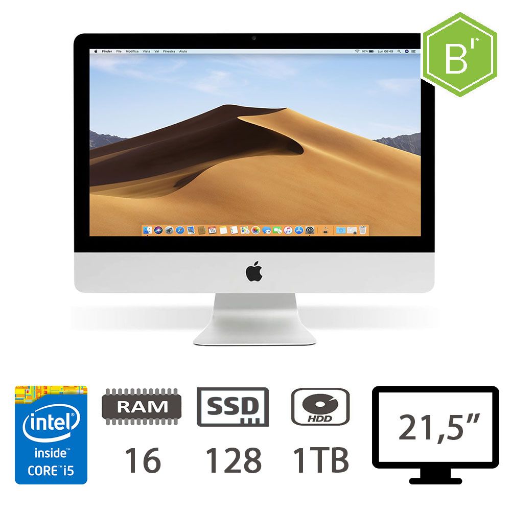 IMAC 21,5 (L13)I5-4570R/16/SSD128+HDD1TB/2Y - B