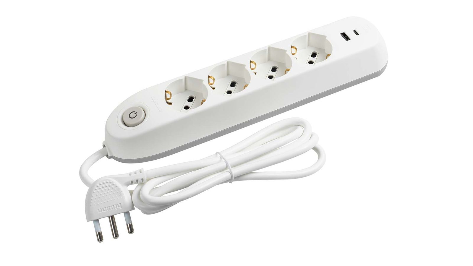 MULTIPRESA 4 SCHUKO/BIPAS+INTER+2USB BIANCO