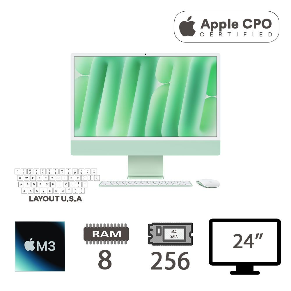 IMAC 24 4,5K (2023)M3-8C/8/256/10C GPU/GRN/2Y-CPO