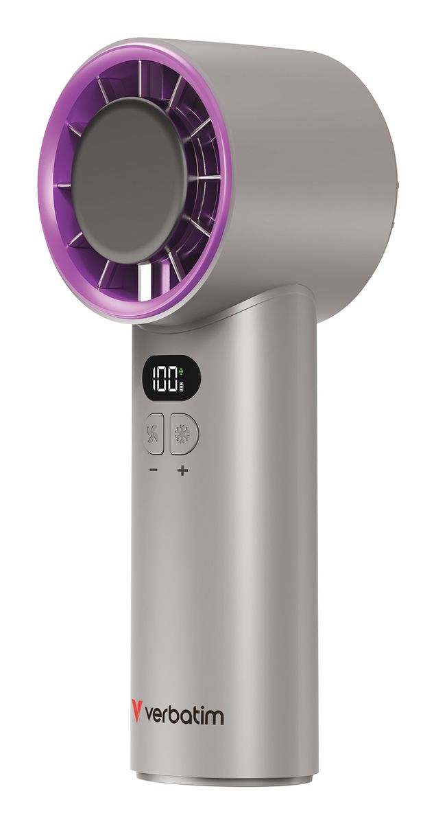 VERBATIM COOLNGO ICETOUCH HANDHELD FAN GREY/PURPLE