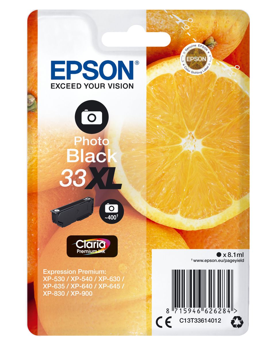 33XL ORANGES CLARIA PREMIUM SINGLE PHOTO BLACK INK