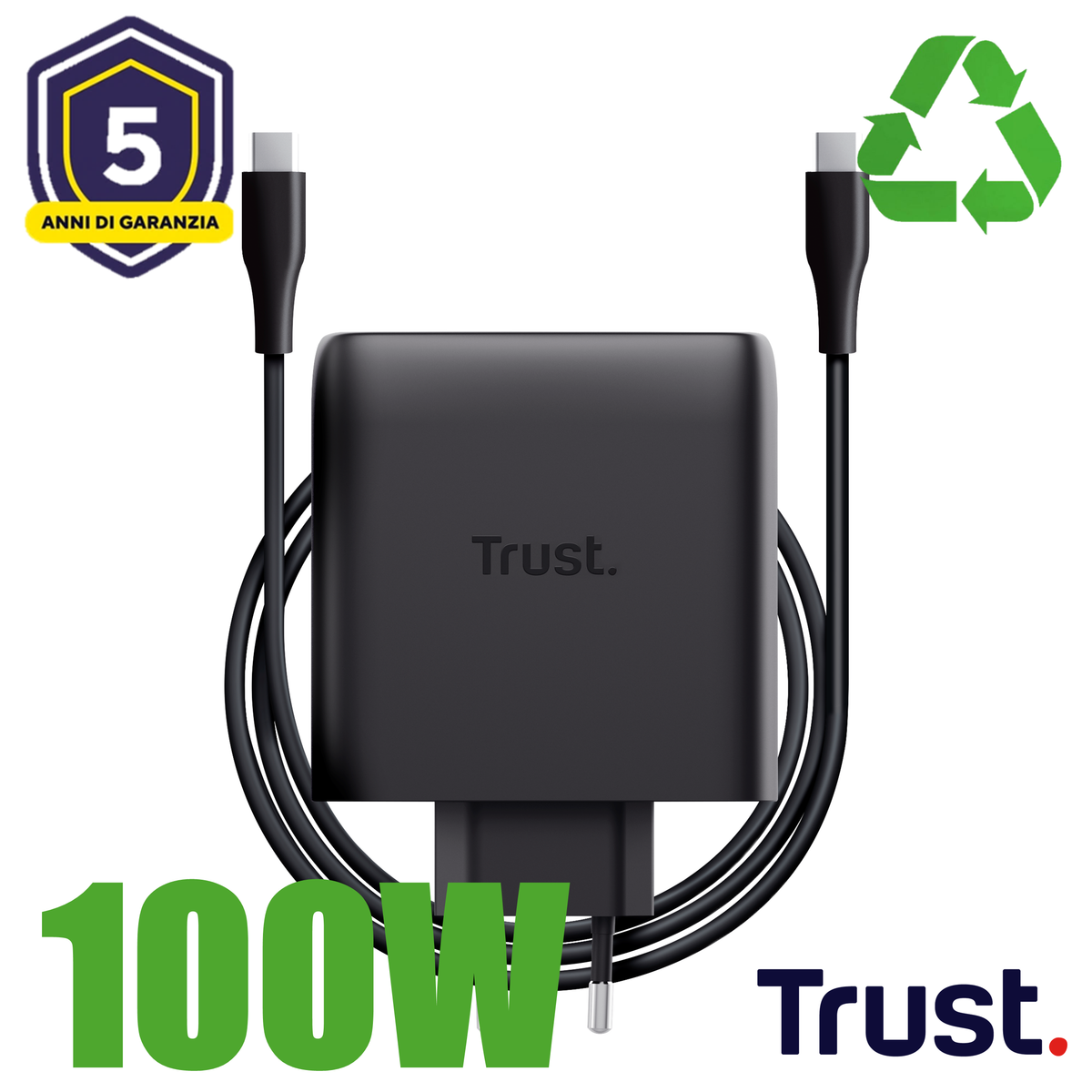 MAXO 100W 2P USB-C GAN CHARGER BLK