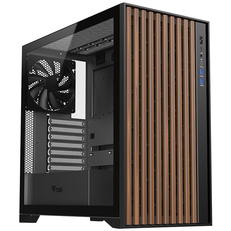 CASE WOODY - GAMING TOWER, ATX, 3X14CM BLACK FAN