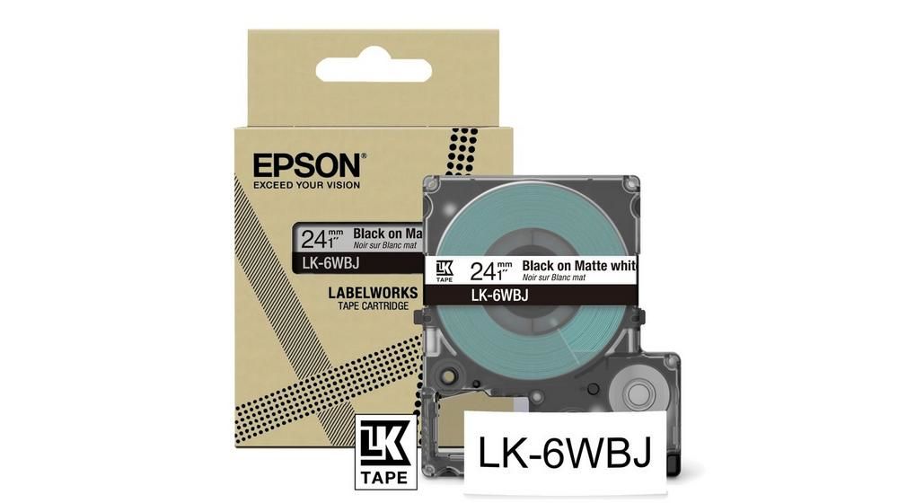 MATTE TAPE - WHITE/BLACK 24MM(8M) - LK-6WBJ