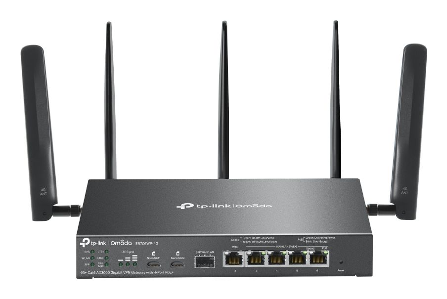 OMADA 4G+ CAT6 AX3000 GIGABIT VPN GATEWAY WITH 4-P