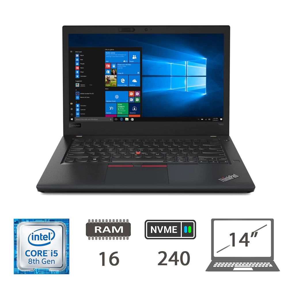LENOVO T480 - I5-8250U/16/NVME240/14/W11P/2Y