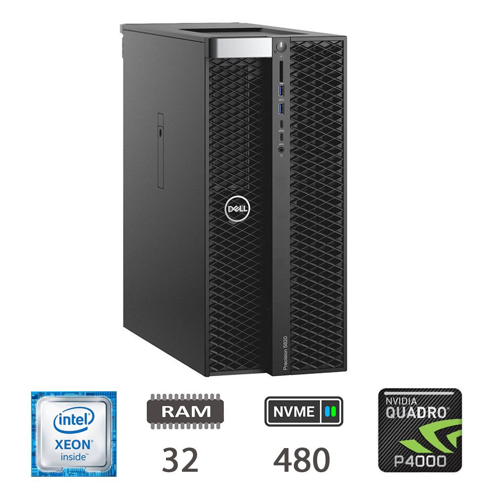 DELL T5820 XEON W2123/32/NVME480/P4000/W10P/2Y