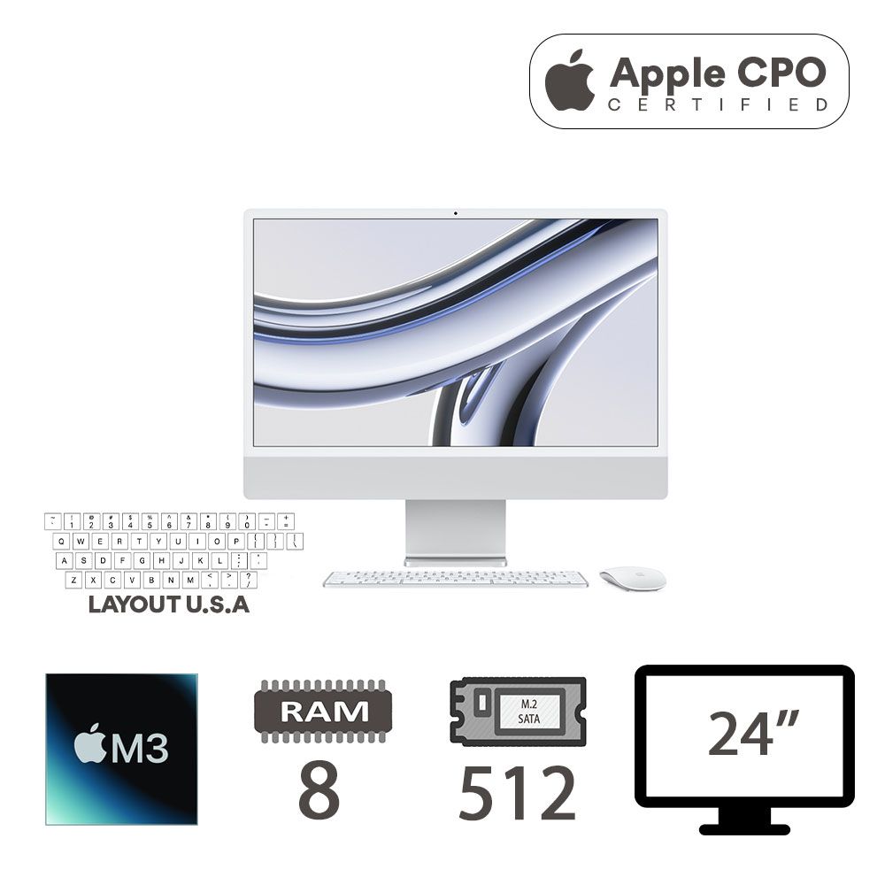 IMAC 24 4,5K (2023)M3-8C/8/512/10C GPU/SLV/2Y-CPO