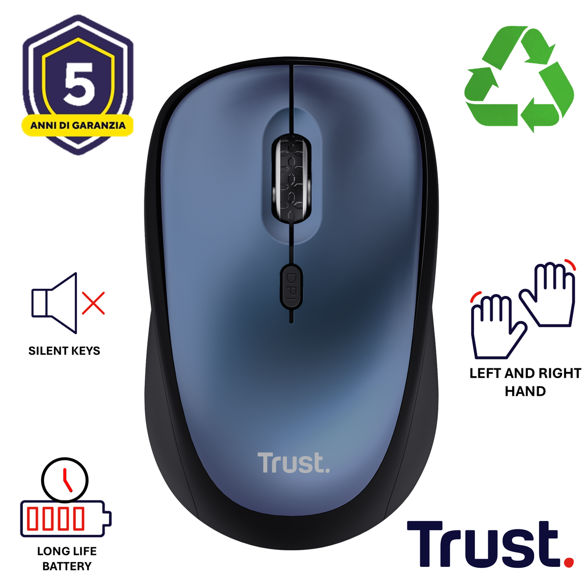 YVI+ WIRELESS MOUSE ECO BLUE