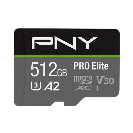 512GB PNY MICROSD ELITE PRO 100-90MB/S U3 A2 V30