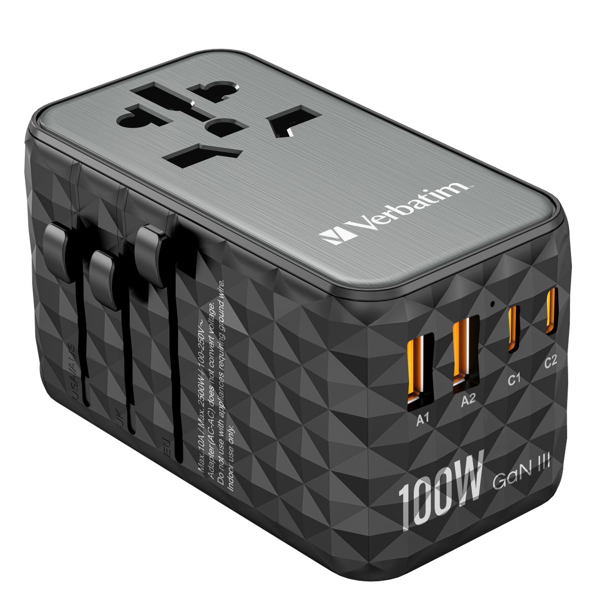 VERBATIM TRAVEL ADAPT.2XUSB-C DP/2XUSB-A 100W QC4+