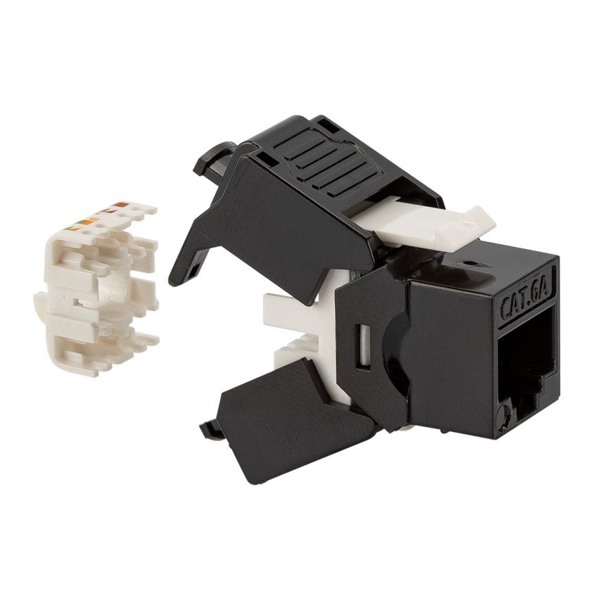 Keystone Jack RJ45 Cat.6A UTP Toolless Nero