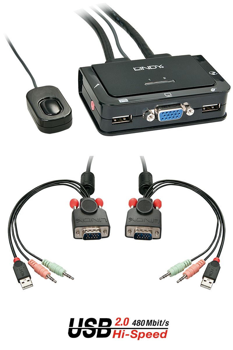 COMPACT SWITCH KVM VGA 2 PORTE USB 2.0 AUDIO