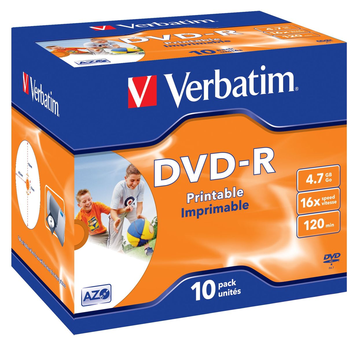 DVD-R AZO 4.7GB 16X WIDE PRINTABLE SURFACE(10PACK)