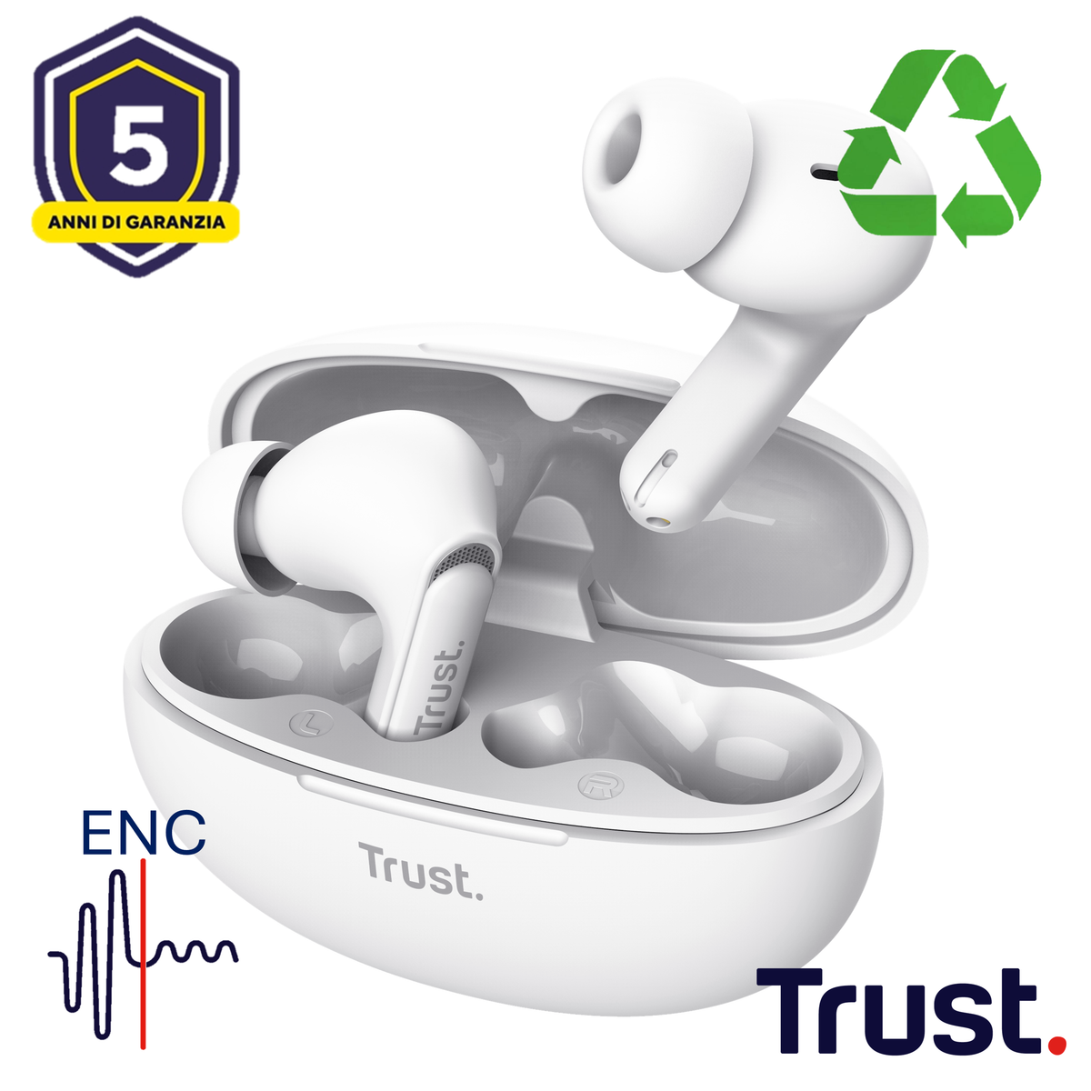 YAVI BT ENC EARBUDS WHITE