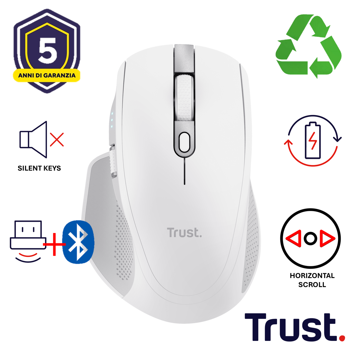 OZAA+ MULTI-CONNECT WIRELESS MOUSE WHT