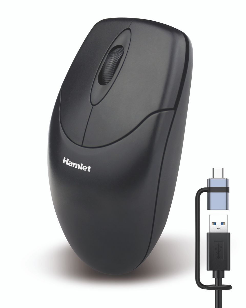 MOUSE USB 1000 DPI USB-A + USB-C ADAPTER