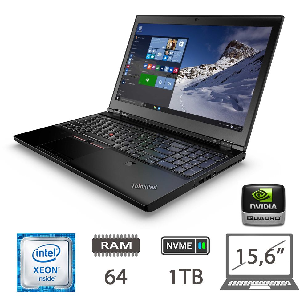 LENOVO P50 XEON E3 1535M-V5/64/NVME1TB/W10P/2Y